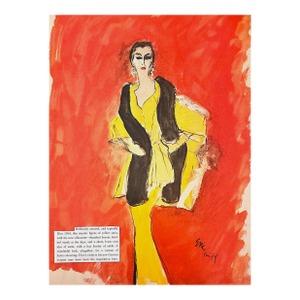 1954 Rare French Dior Couture Fashion Print by Eric, Matted