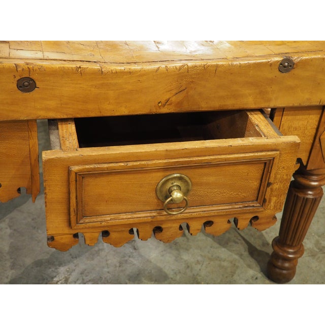 Antique French Kitchen Butcher Block Table With Drawer, Circa 1880 For Sale - Image 15 of 18