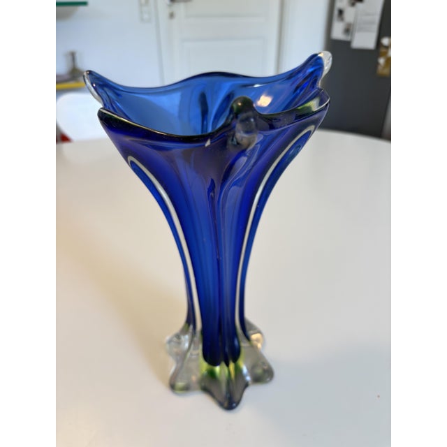 Submerged Blown Blue Murano Glass Vase from Made Murano Glass, 1960s For Sale - Image 6 of 7