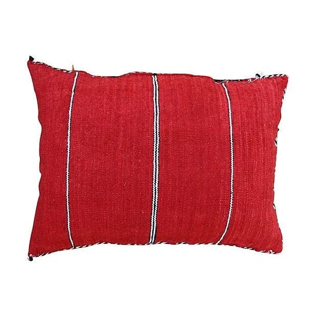 Handwoven Moroccan Berber pillow sham with an elaborate diamond pattern and assortment of vibrant colors. Zipper closure....