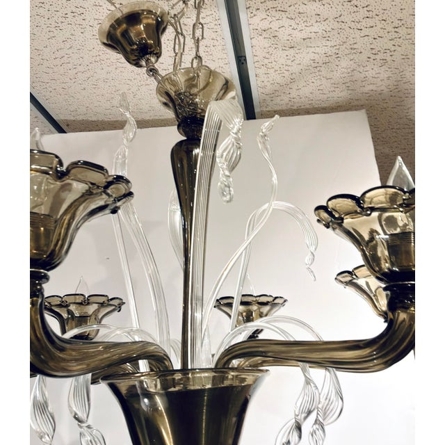Glass Myran Allan Luxury Lighting Italian Smoked Murano Glass Chandelier For Sale - Image 7 of 7