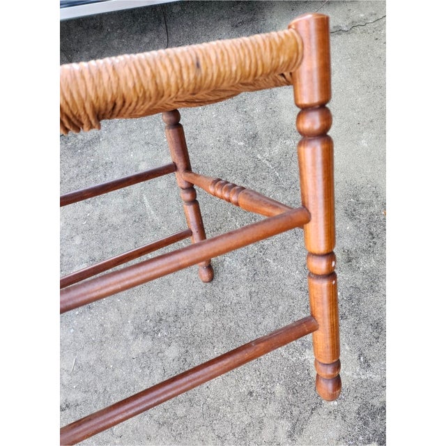 1940s Vintage Tell City French Trestle Dining Table & 8 Rush-Seat Chairs For Sale - Image 5 of 5