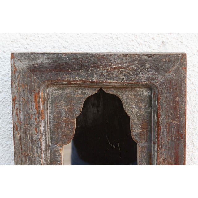 1960s Weathered Stone Charcoal Indian Arched Mirror For Sale - Image 5 of 7