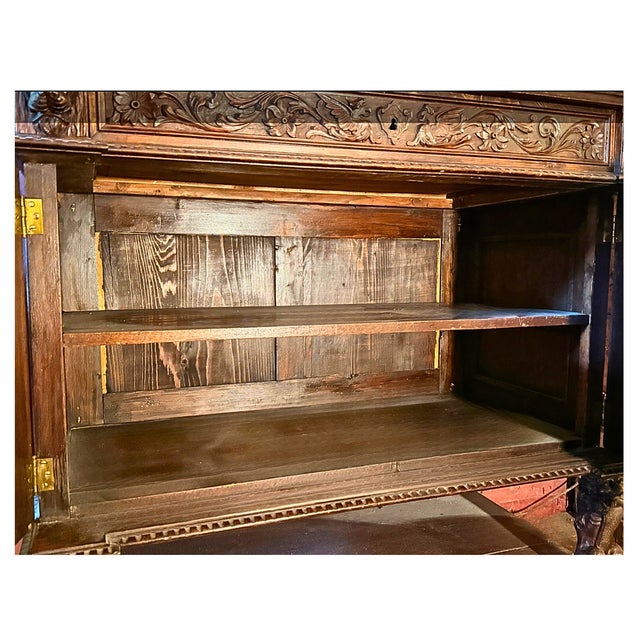 **Rare Antique Masterpiece**Renaissance Revival Sideboard in Solid Walnut*Carved Lions and Griffins** For Sale - Image 4 of 12