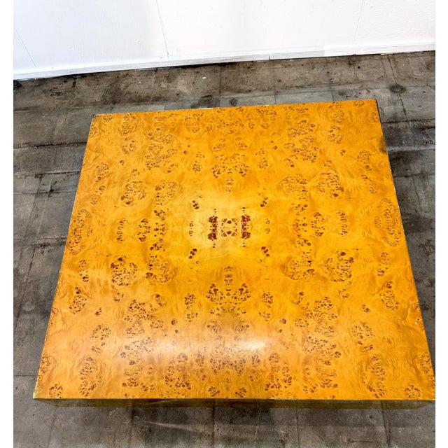 Italian Burl Wood Coffee Table With Brass Frame, 1970s For Sale In Los Angeles - Image 6 of 8