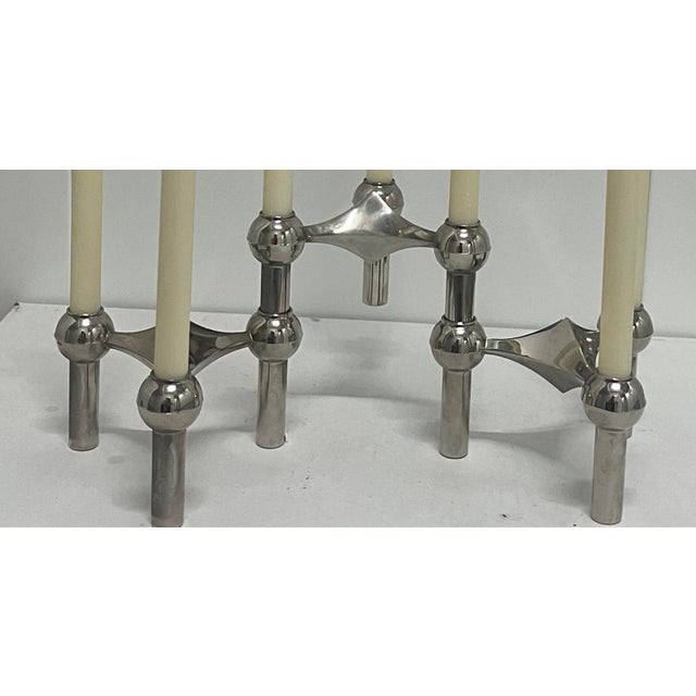 Mid-Century Modern Vintage Nagel Two Sets New-in-Boxes Modular Candle Holders Totaling 6 Modules & 9 Unused Candles in Each Box For Sale - Image 3 of 6