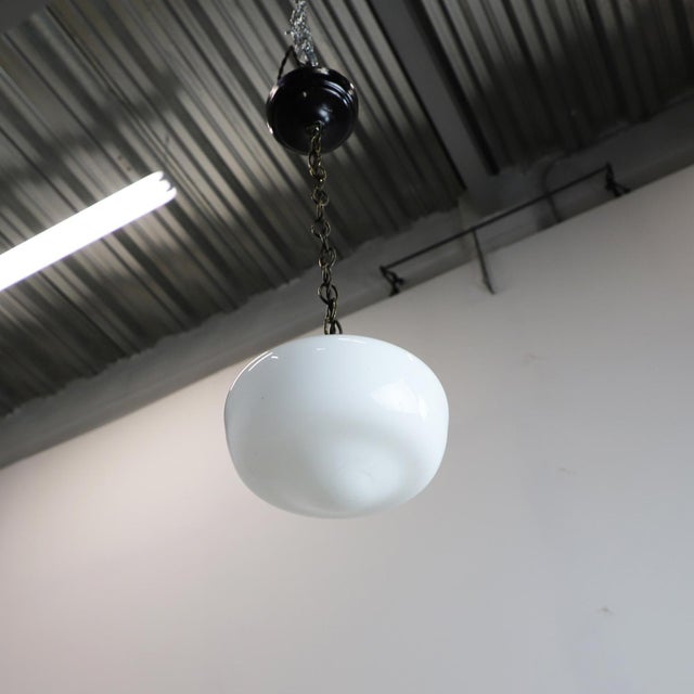 Art Deco Milk Glass Pendant Light For Sale - Image 6 of 14