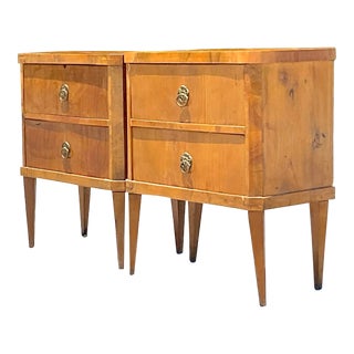Late 20th Century Vintage Burl Wood Nightstands - a Pair For Sale