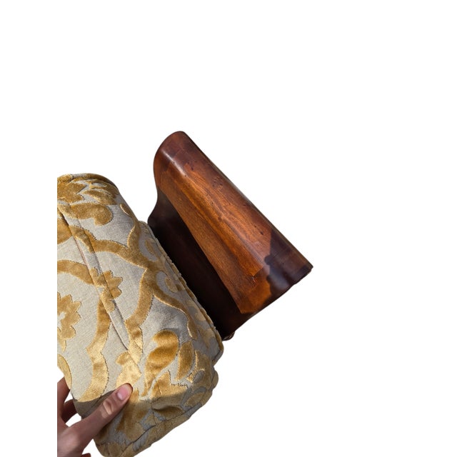 Wood 1990s John Richards Window Bench Settee French Regency Damask Neo Classical Ottoman For Sale - Image 7 of 18