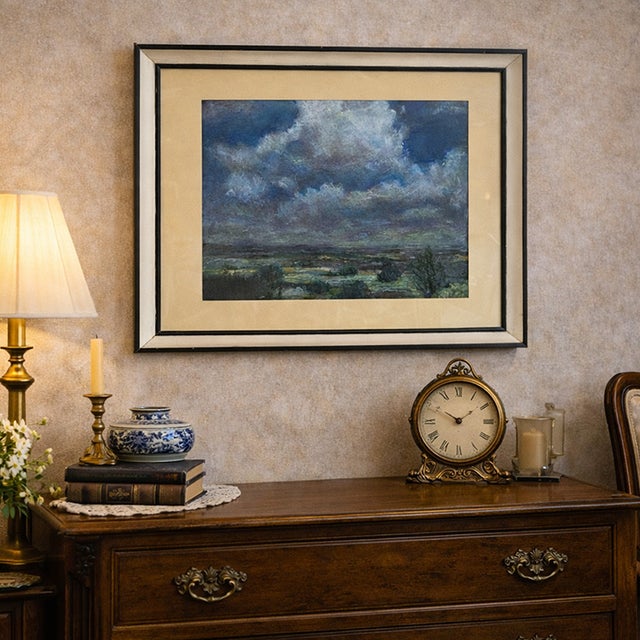 Bogdan, Night Field (Câmpie Pe Noapte), Pastel on Paper, 1970s, Framed For Sale - Image 3 of 5