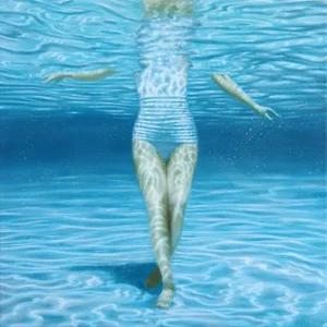 "Summer Swim" Original Realist Underwater Figurative Painting by Elise Remender