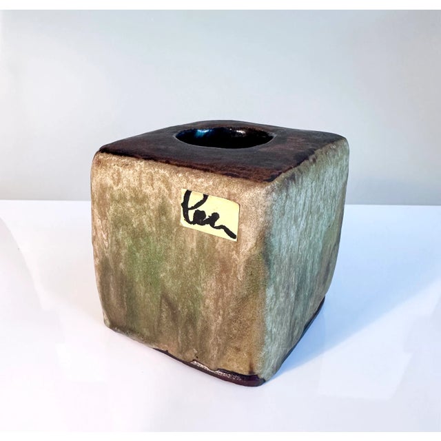 1960s Brutalist Cube-Shaped Studio Ceramic Art Vase by Helmut Friedrich Schäffenacker, 1960s For Sale - Image 5 of 11