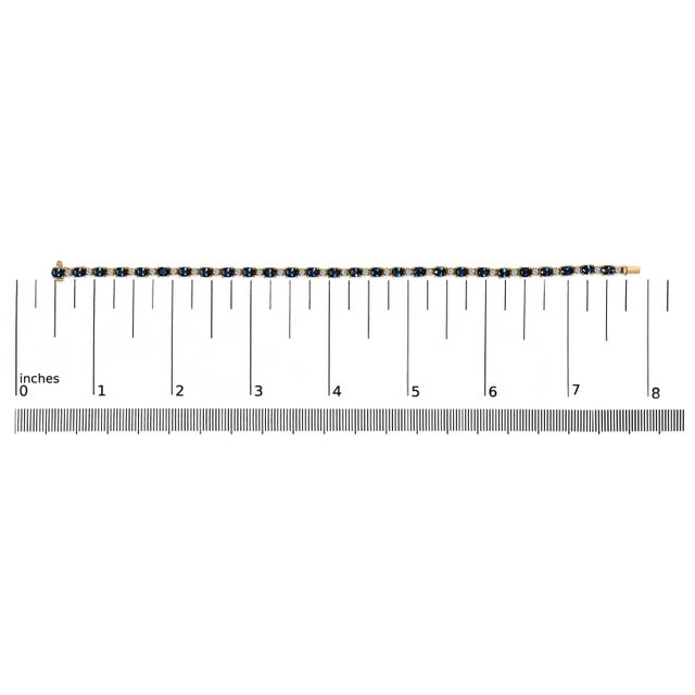 Early 21st Century 18K Yellow Gold 3/4 Cttw Diamond and 5 1/3 Cttw Oval Blue Sapphire Alternating Link Bracelet (G-H Co For Sale - Image 5 of 5