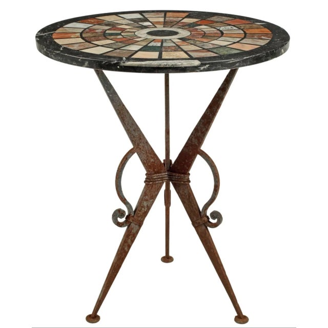 Grand Tour Italian Specimen Marble Top Wrought Iron Occasional Table For Sale - Image 3 of 5