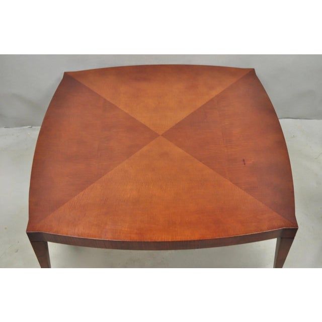 Modern Late 20th Century Baker Harlequin Modern Cross Inlay Top Large Coffee Cocktail Table on Wheels For Sale - Image 3 of 15