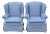 Late 20th Century Chambray Skirted Wingback Chairs - A Pair For Sale