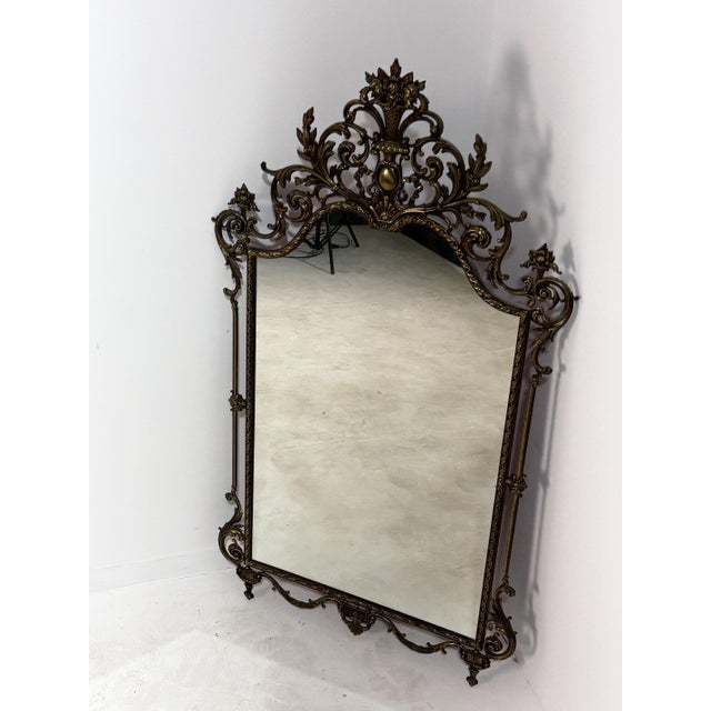 Mid-Century Modern Large Mid-Century Italian Brass Mirror, 1950 For Sale - Image 3 of 10