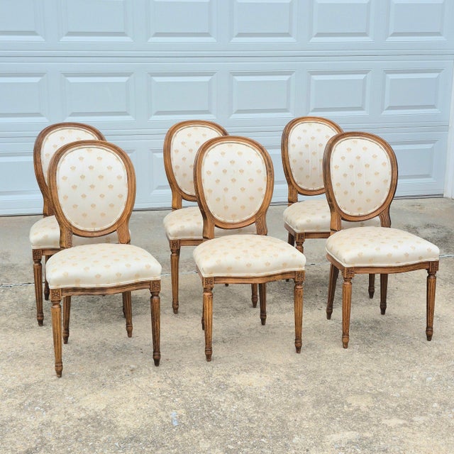 1990s Century Furniture Louis XVI Medallion Back Oak Dining Chairs for Reupholstery, Set of 6 For Sale - Image 12 of 12