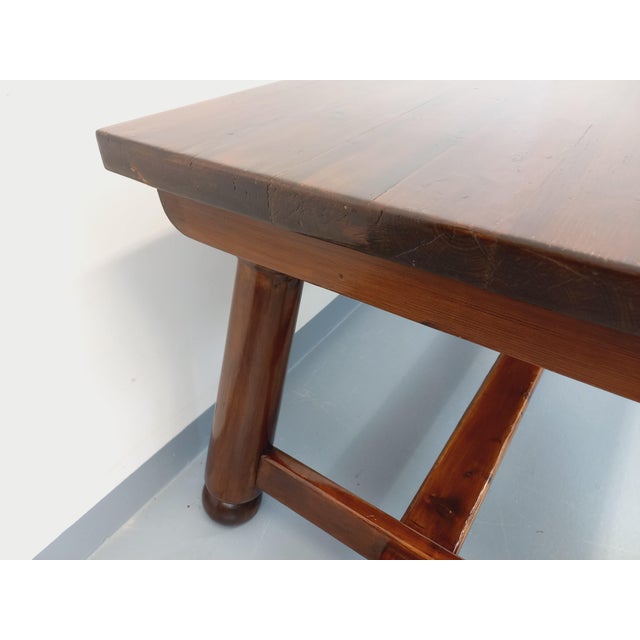 Brutalist Dining Table in Dark Pine Wood by Georges Robert, 1960s For Sale - Image 16 of 18