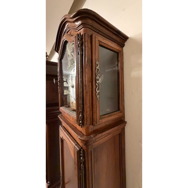 Early 19th Century Louis XV Style Country French Walnut Tall Case Clock With Morbier Movement & Porcelain Dial For Sale - Image 10 of 12