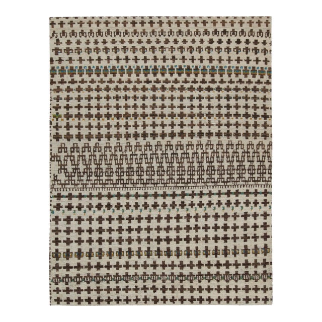 Rug & Kilim’s Moroccan Style Rug in White & Beige-Brown - 12'x15' For Sale