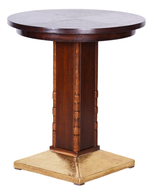 Small Art Deco Table in Oak and Brass, Czechia, 1920s