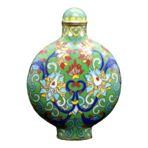 Vintage Green Cloisonne Snuff Bottle With Spurious Mark of Qianlong