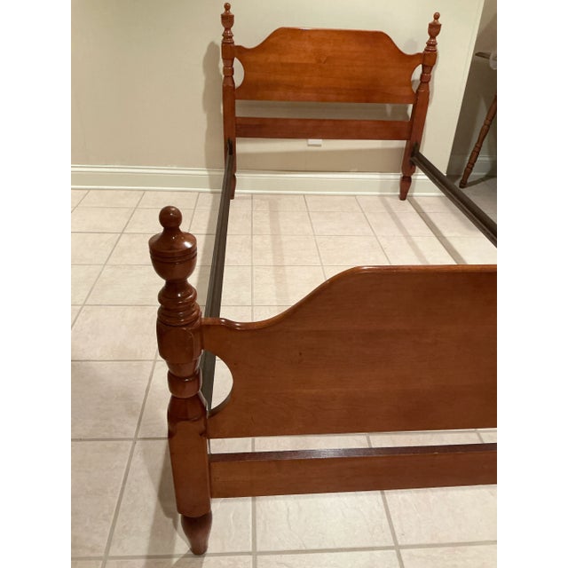 Vintage 1950’s Colonial or Early American Solid Maple Twin Bed With Turned Balusters For Sale In South Bend - Image 6 of 12