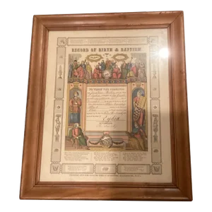 Antique Pennsylvania Dutch Fraktur Birth Baptism Record Certificate T F Scheffer
