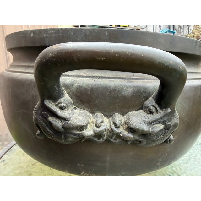 Japanese Antique Japanese Bronze Presentation Hibachi With Mixed-Metal Palace Landscape, Meiji–Taishō Period For Sale - Image 3 of 8