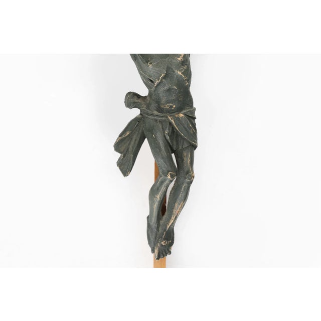 Antique Realistic Wooden Crucifix, France, 1850 For Sale - Image 5 of 10