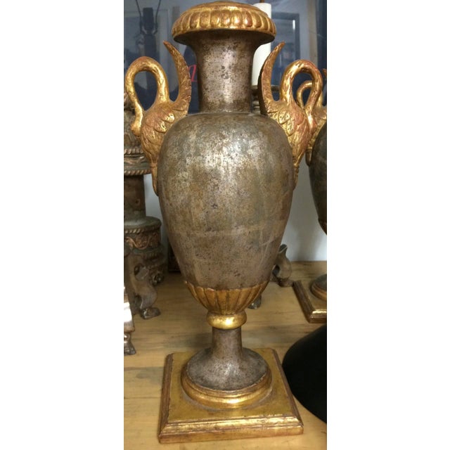 Modern Swan Silver Leaf Table Lamp Base For Sale - Image 4 of 12