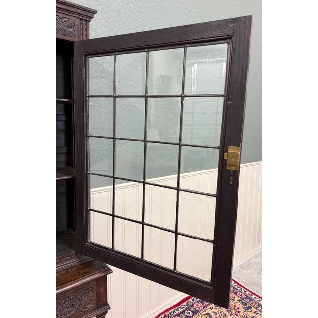 Antique English Oak Jacobean Revival Barley Twist Bookcase Display Cabinet 1900s For Sale - Image 9 of 18