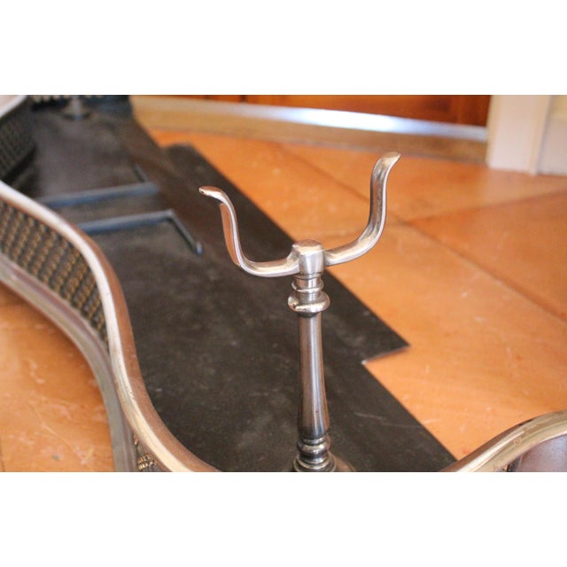 Antique English Polished Steel and Brass Fretwork Fender With Built in Tool Rests For Sale - Image 13 of 13