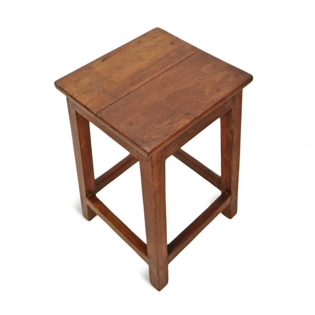 Rustic Simple Teak Stool For Sale - Image 3 of 8