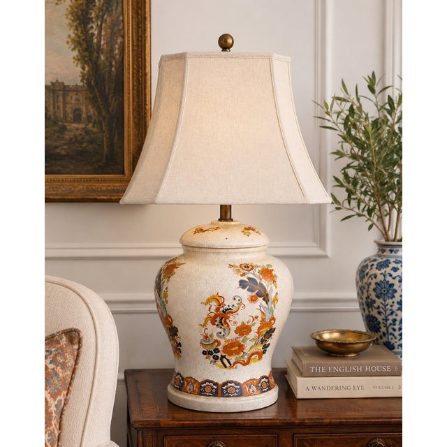 Large Vintage Chinoiserie Crackle Glaze Ginger Jar Table Lamp For Sale - Image 4 of 4