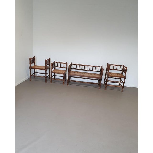 Bobbin Bench and Chairs, Set of 4 For Sale - Image 13 of 14