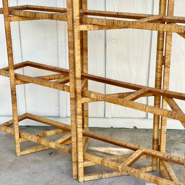 Brown Jordan Vintage Coastal Rattan Wrapped Etagere For Sale - Image 4 of 10