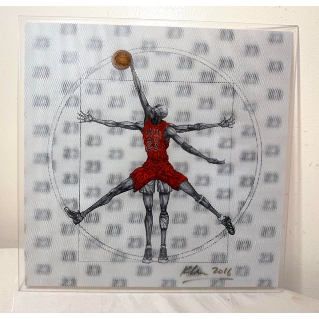 2016 Original "Michael Jordan Vitruvian Athlete" by Artist Keng Lau Mixed Media For Sale - Image 4 of 13