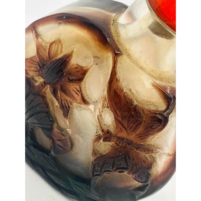 Early 20th Century Early 20th Century Antique Chinese Carved Overlay Peking Glass Snuff Bottle For Sale - Image 5 of 11