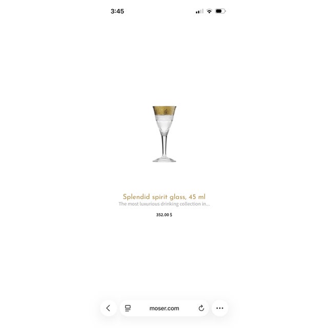 Transparent Late 20th Century Moser Splendid Pattern Cordial Glasses With 24k Gold Trim. Approx. 4” Tall X 1-5/8” Diameter. Six (6) Glasses. For Sale - Image 8 of 10