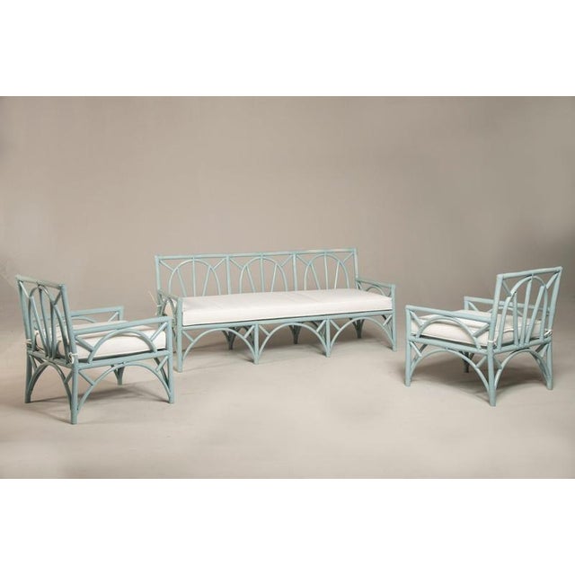 Blue-Gray Bamboo Armchairs from Vivai del Sud, 1980, Set of 2 For Sale - Image 4 of 18
