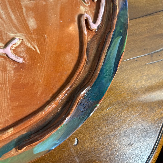 Ceramic Vintage Studio Pottery Abstract Face Ceramic Plate Picasso Style Wall Art Platter For Sale - Image 7 of 9