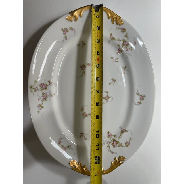 Antique French Limoges Platter or Serving Tray - Pink Roses Gilded - M Redon For Sale In Philadelphia - Image 6 of 10