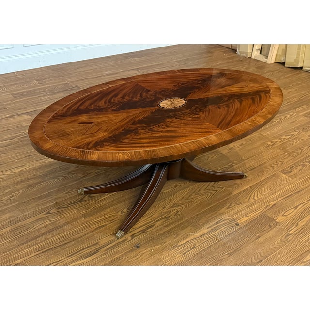 Georgian Oval Mahogany Cocktail Table by Leighton Hall - Showroom Sample For Sale In Atlanta - Image 6 of 17