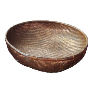 Late 20th Century Chinese Silver Wire Woven Bread Basket For Sale