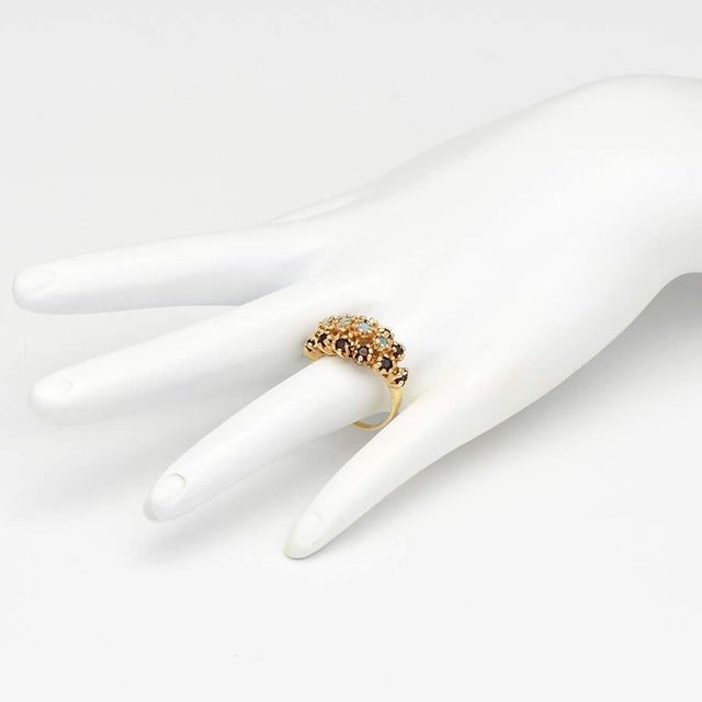 1970s 14KY Vintage Garnet(1.65) & Opal(0.40) Cluster Ring, size 7.5 For Sale - Image 5 of 5