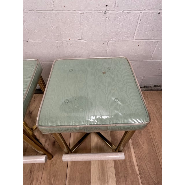Hollywood Regency Brass Stools, Vintage Seating, United States, 1970s For Sale - Image 10 of 11