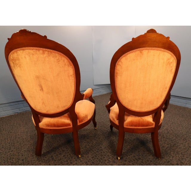 Early 20th Century French Rococo Revival "Gentleman and Lady's" Chairs For Sale - Image 10 of 15