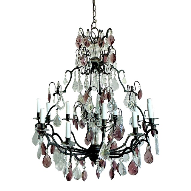 Vintage Regency Cut Crystal Chandelier For Sale